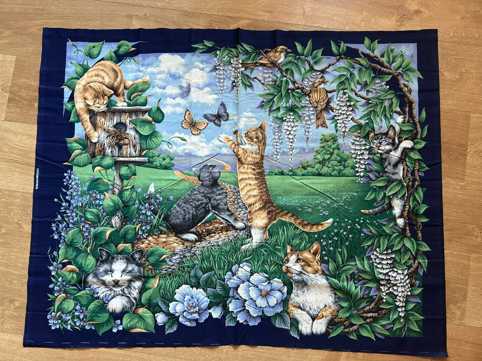 Zeldzaam vintage katten stof paneel, Hobby en Vrije tijd, Stoffen en Lappen, Overige kleuren, Nieuw, Ophalen of Verzenden, 30 tot 120 cm