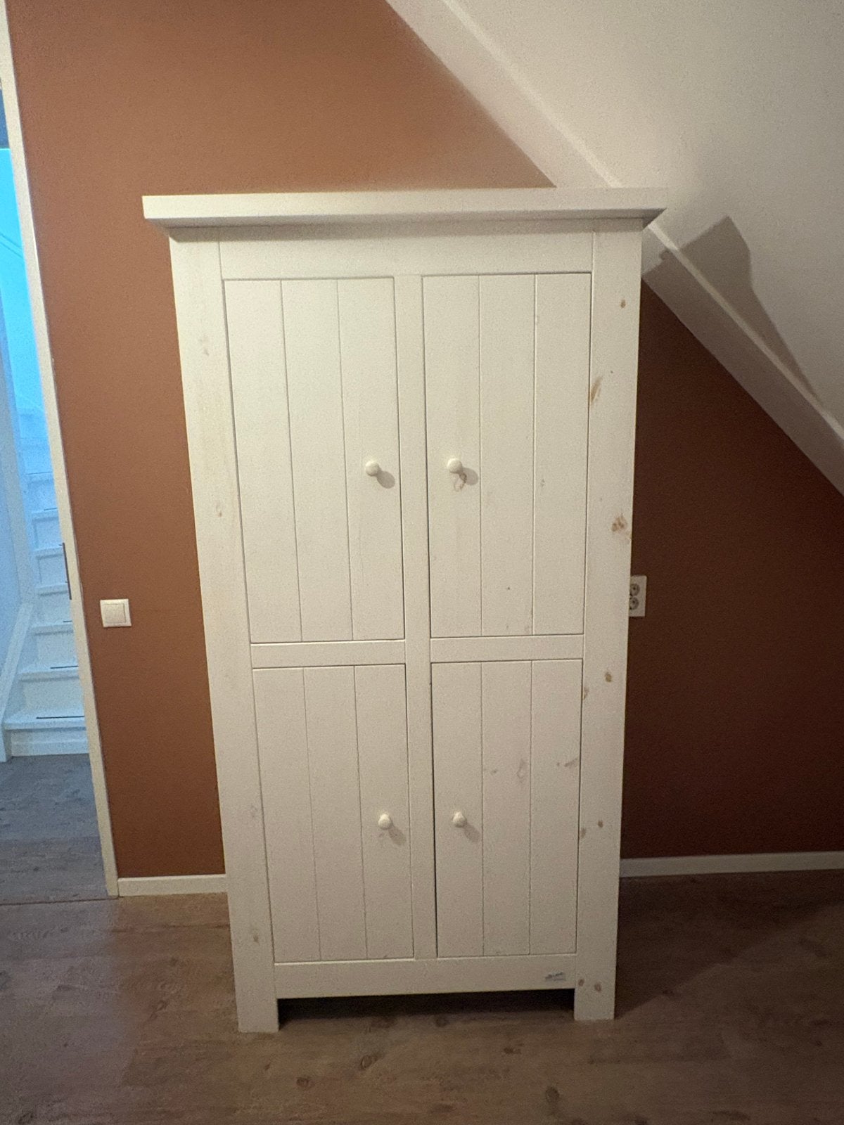 Witte houten kast, Ophalen, Gebruikt, 50 tot 100 cm, 150 tot 200 cm