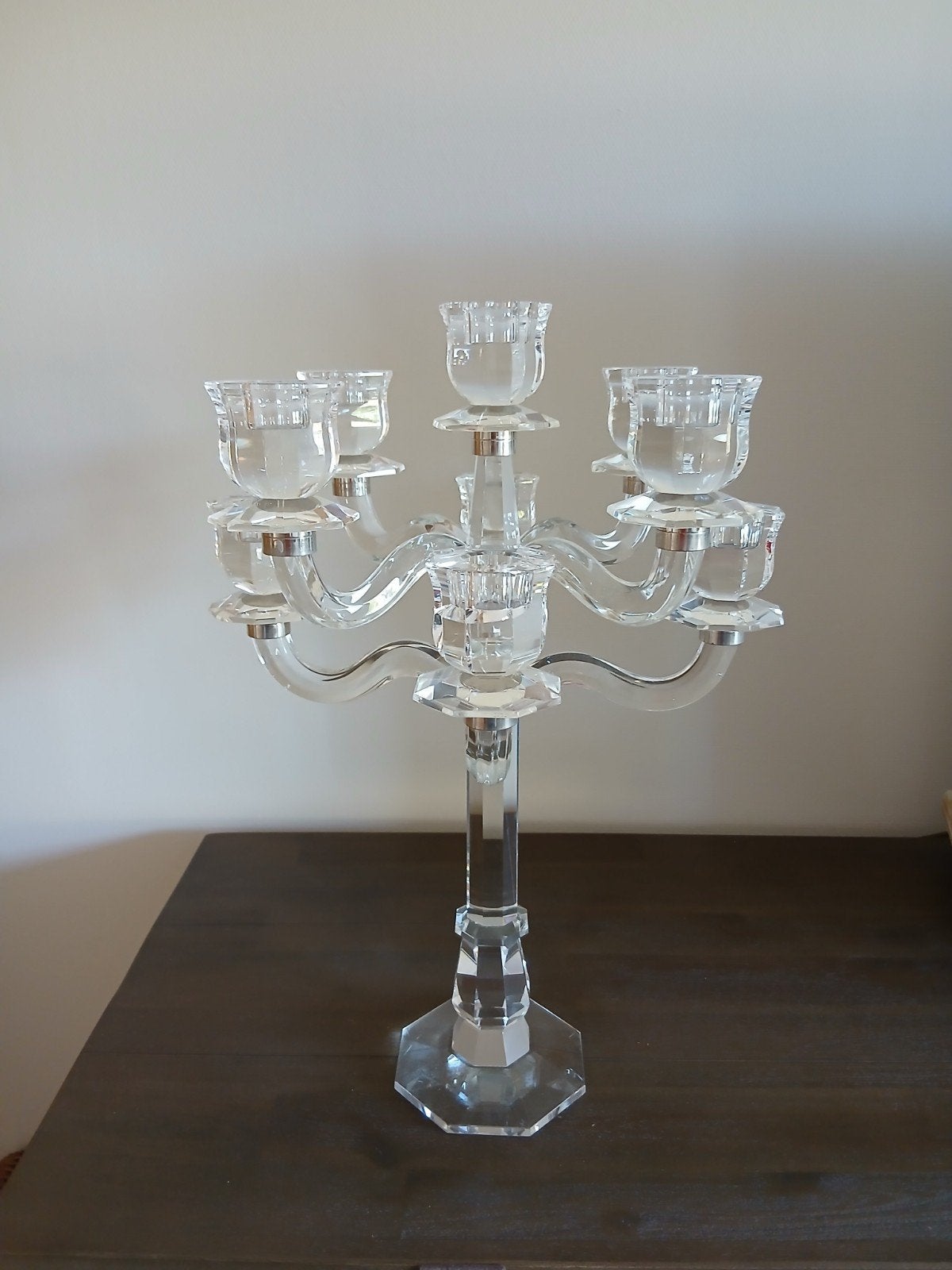 2 Prachtige "kristallen" kandelaars met 9 armen, Antiek en Kunst, Ophalen, Overige materialen