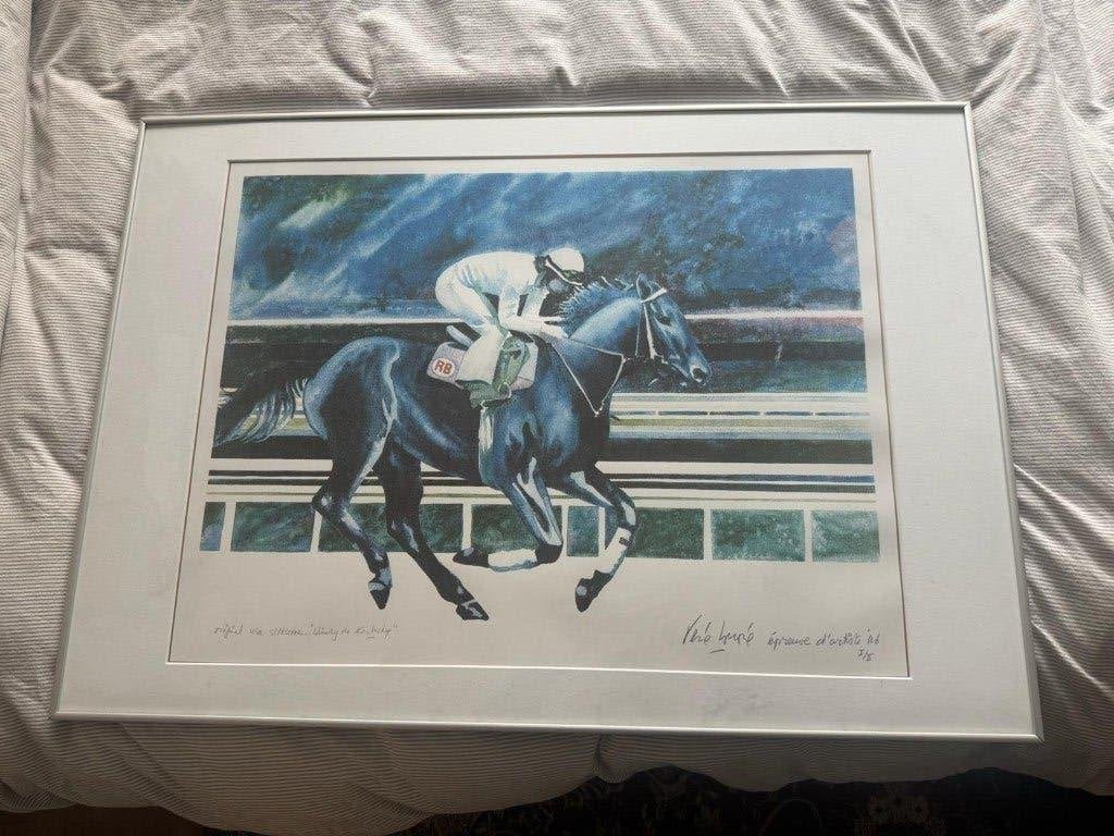 Winning the Kentucky – Originele zeefdruk en gesigneerd, Ophalen, Papier/karton, Ingelijst, Zeefdruk