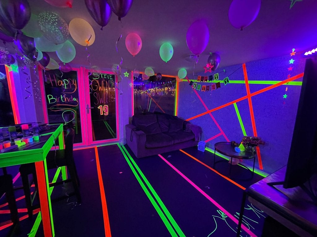 UV fluor tape Gaffa Blacklight Neon rose groen geel oranje, Ophalen of Verzenden, Nieuw, Licht, Kleur