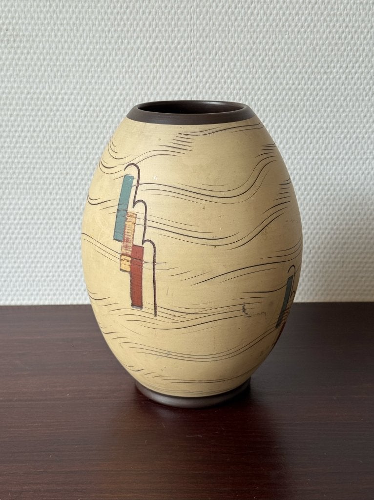 60s Vaas Sawa Ceramic, Keramieken Vaas, Bol Design, Retro, Ophalen of Verzenden, Huis en Inrichting