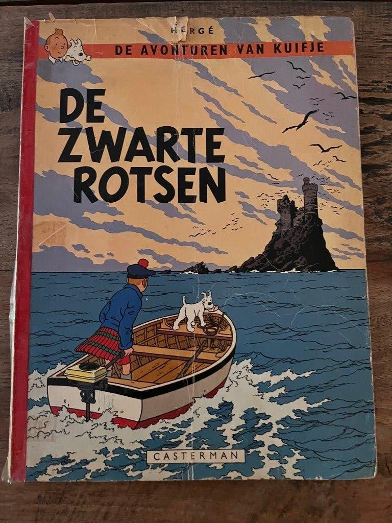 Kuifje: De Zwarte Rotsen uit 1947, Boeken, Gelezen, Eén stripboek, Ophalen of Verzenden, Hergé