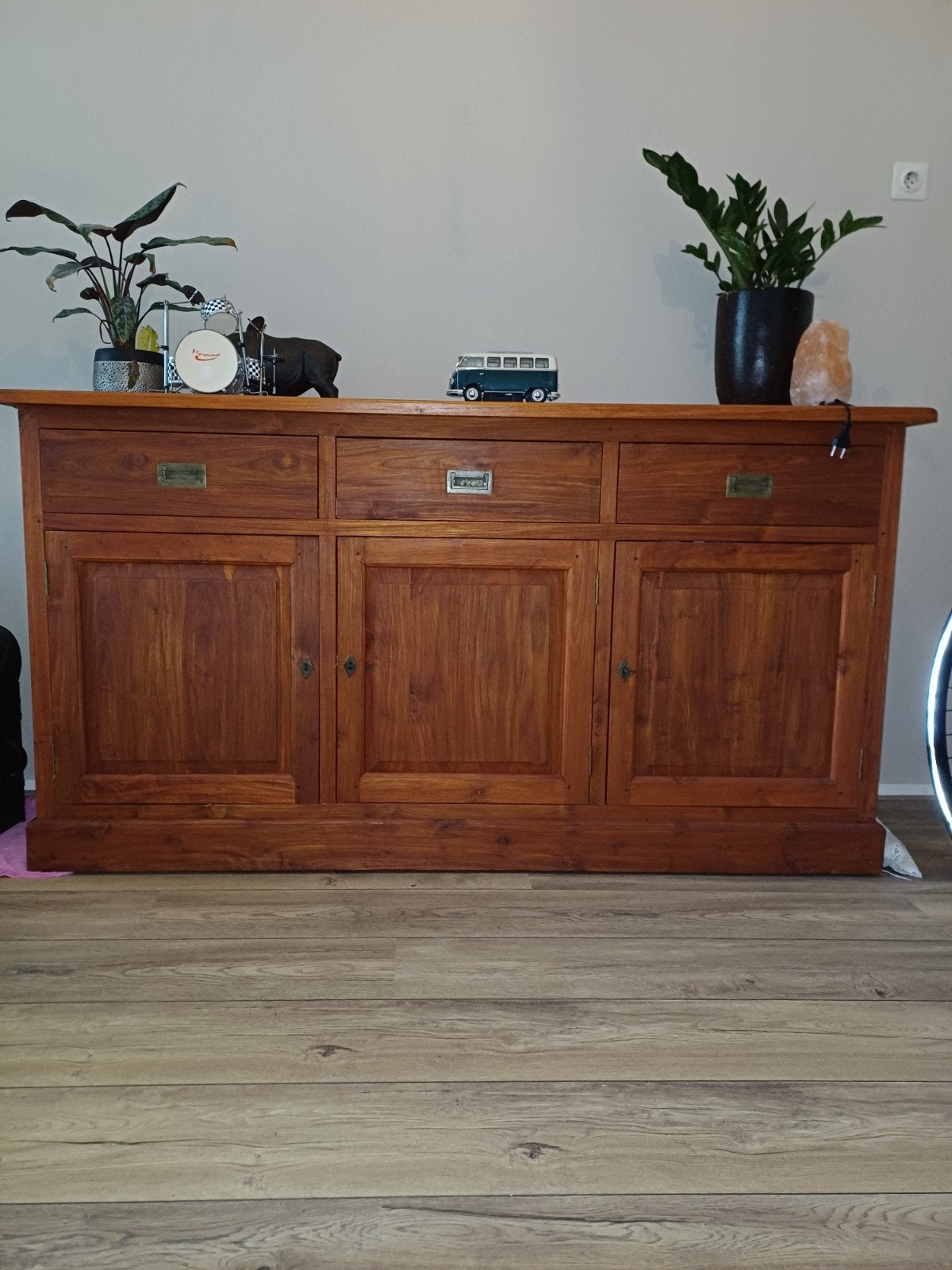 Net Teakhouten dressoir, Ophalen, Gebruikt, Met lade(s), 150 tot 200 cm
