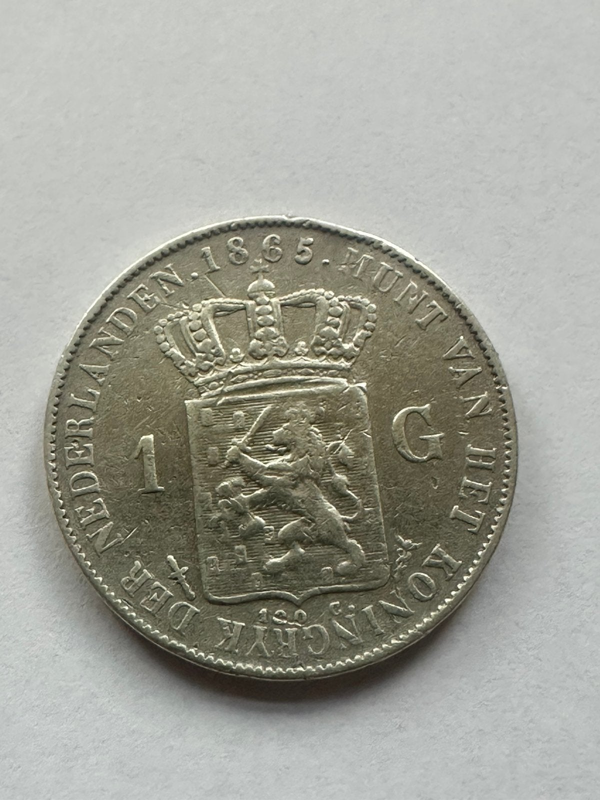 1 gulden 1865 zeer fraai, Postzegels en Munten, Munten | Nederland, 1 gulden, Koning Willem III, Zilver, Ophalen of Verzenden