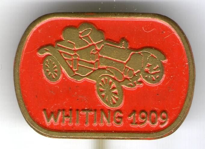 Whiting 1909 rood op koper oldtimer auto speldje ( D_189), Ophalen of Verzenden, Zo goed als nieuw, Transport, Speldje of Pin
