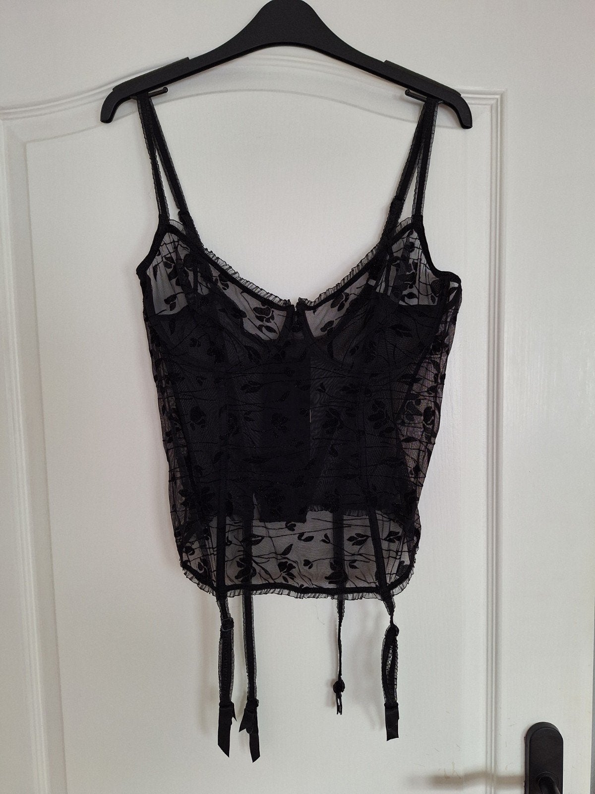 Zwart Kanten Body/Korset met Jarretels, Kleding | Dames, Ondergoed en Lingerie, Body of Korset, Zwart, Ophalen of Verzenden
