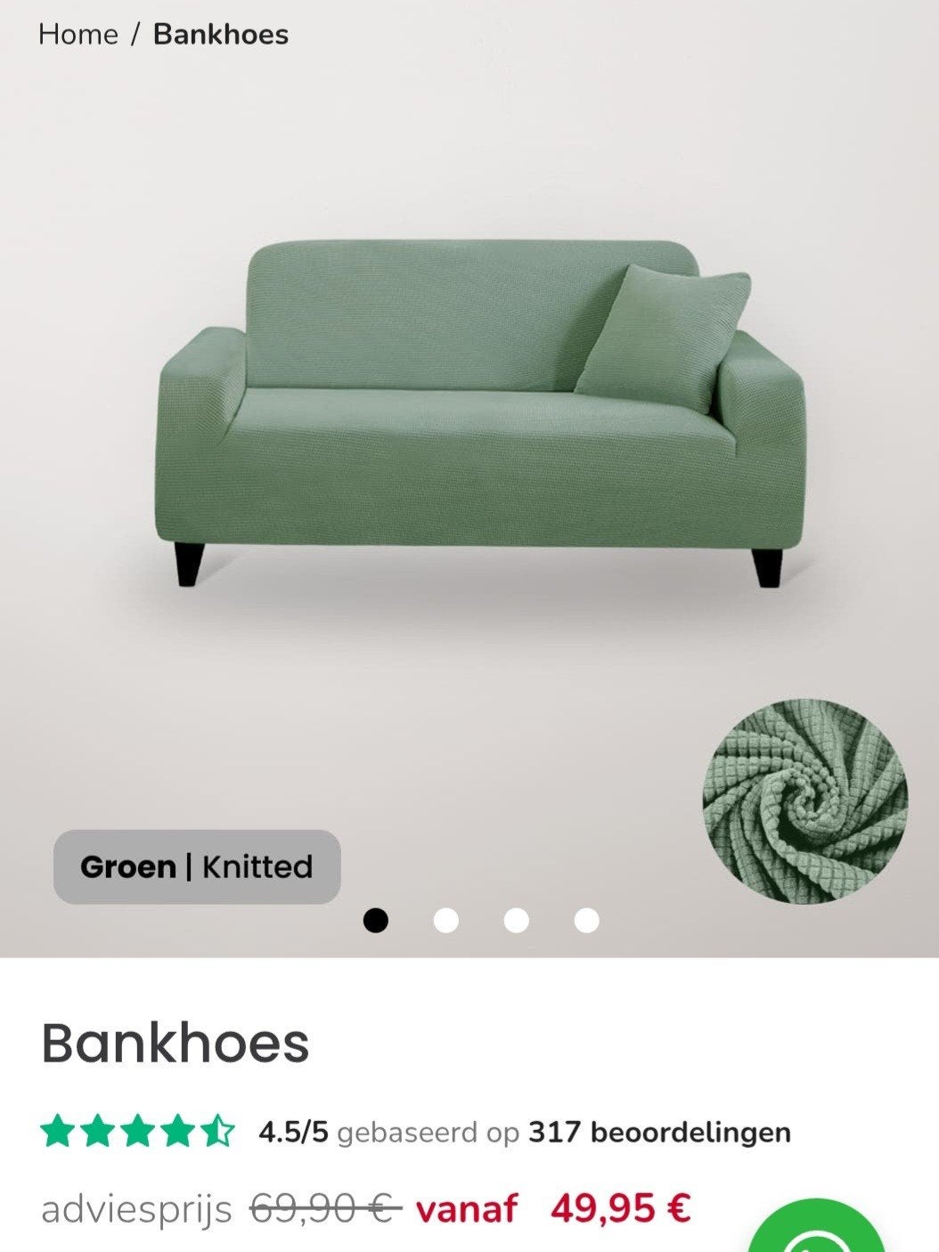 Bankhoes voor 3-zits bank (groen), Huis en Inrichting, Rechthoekig, Groen, Nieuw, 200 cm of meer