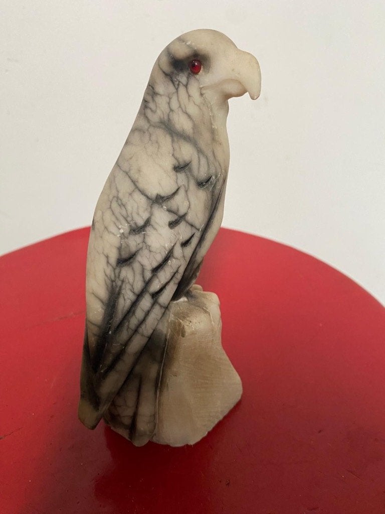 prachtige handgesneden vogel in zamac (16cm hoog) 16cm hoog, Minder dan 20 cm, Natuurlijk materiaal, Ophalen of Verzenden, Handgemaakt