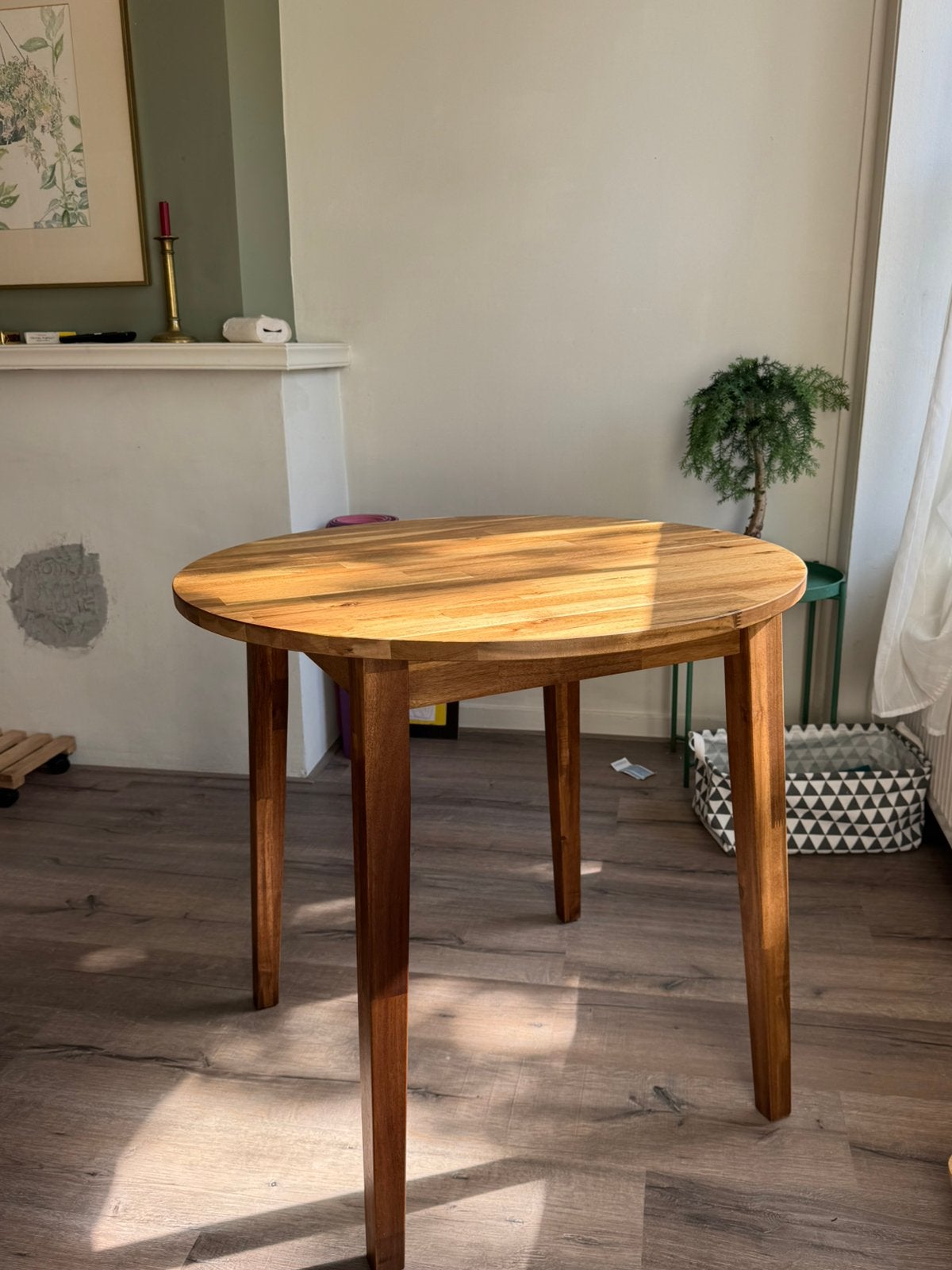 Tafel IKEA NACKANÄS - Acacia hout 80cm, Huis en Inrichting, Tafels | Eettafels, Ophalen, Zo goed als nieuw, Rond, 50 tot 100 cm
