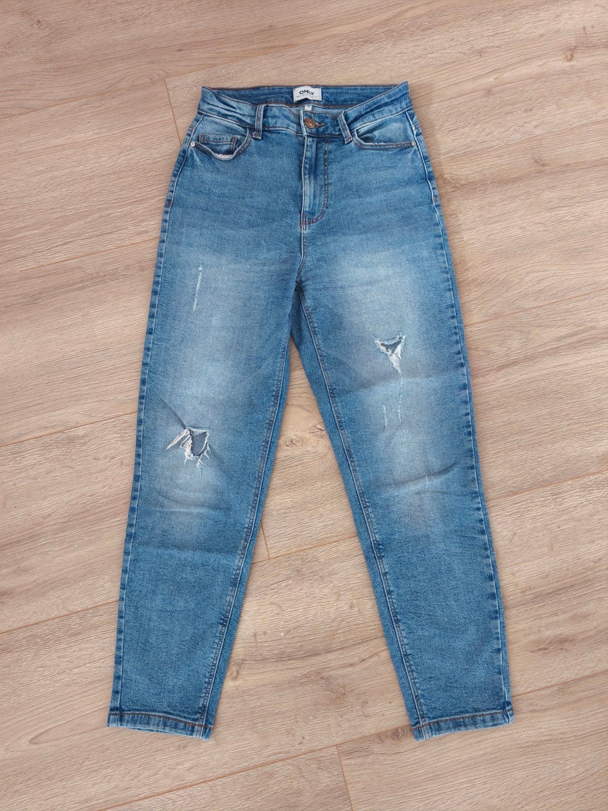 Only - Spijkerbroek destroyed look ankle stretch - mt xs/30, Only, W27 (confectie 34) of kleiner, Gedragen, Verzenden