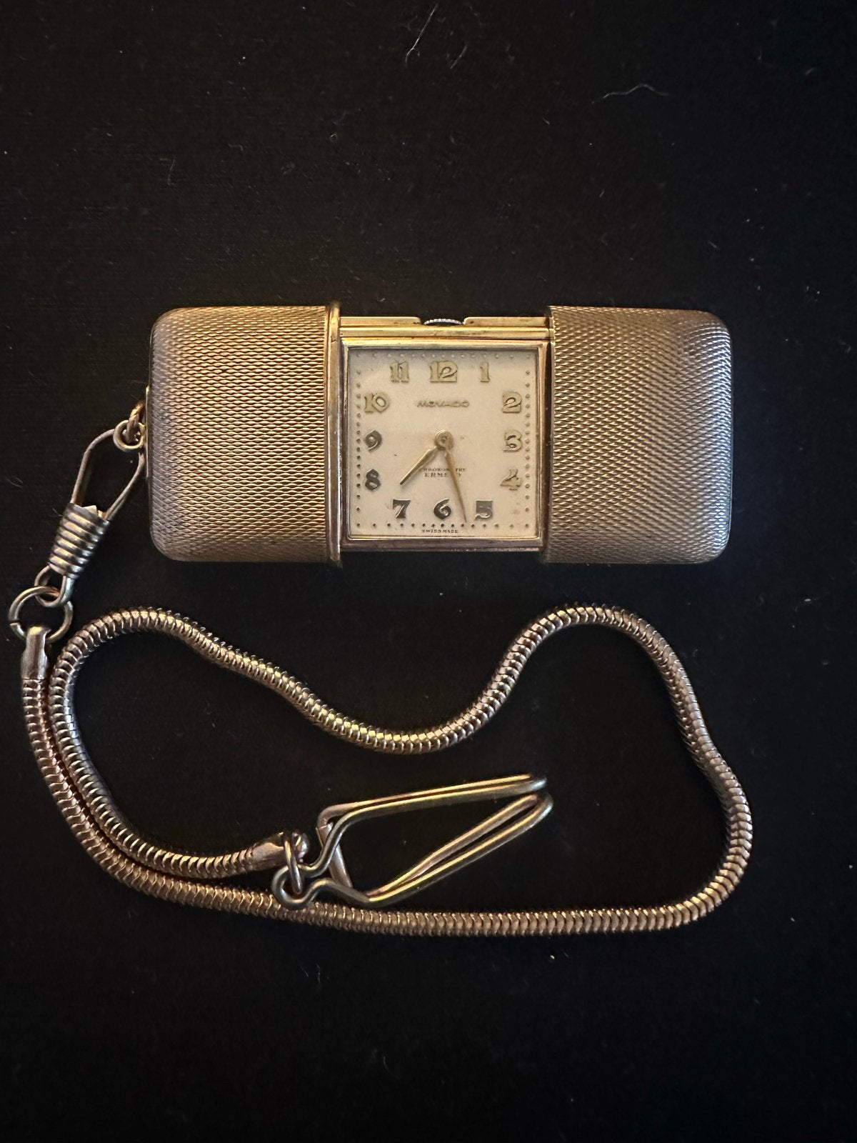 Werkende Movado Ermeto – 925 zilver verguld – Art Deco 1930, Overige merken, Met ketting, Zakhorloge, 1900 tot 1930