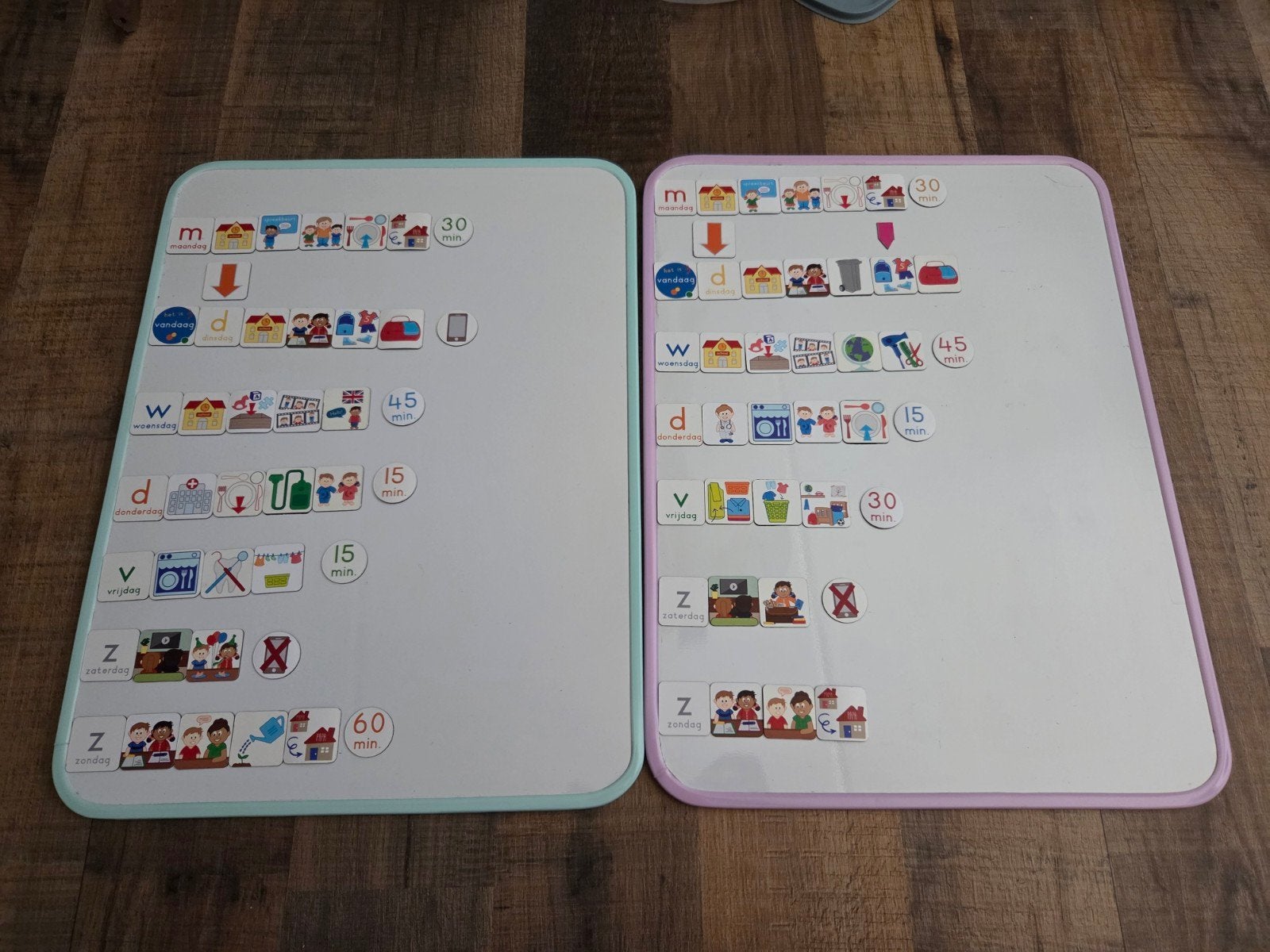 2 planborden 30 x 40 cm met magneten, Ophalen of Verzenden, Zo goed als nieuw, Magneetbord