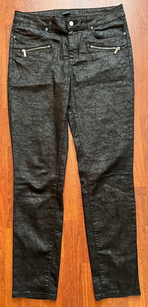 Zwarte faux leather broek Karen Millen mt 42 zwart 5 pocket, Ophalen, Karen Millen, Zwart, Maat 42/44 (L)