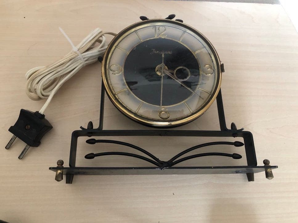 Vintage Junghans elektrische klok b15 cm x h 19 cm, Antiek en Kunst, Ophalen of Verzenden