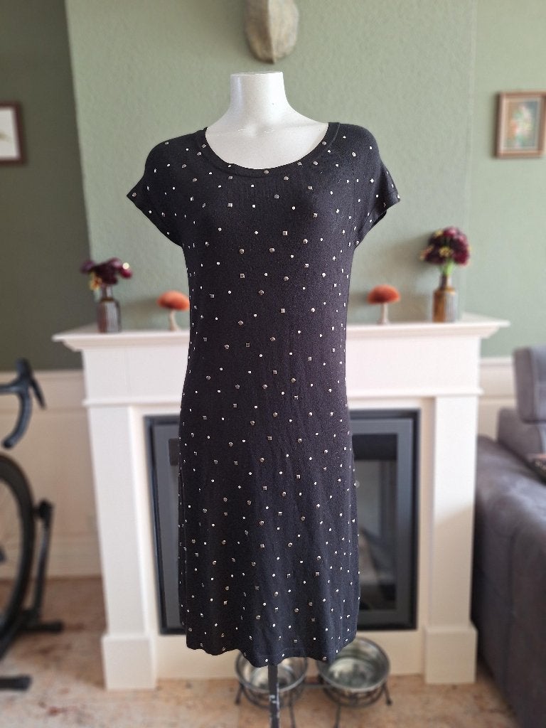 Luisa Cerano zwart studs jurk NL 40, Kleding | Dames, Jurken, Maat 38/40 (M), Verzenden, Zwart, Zo goed als nieuw