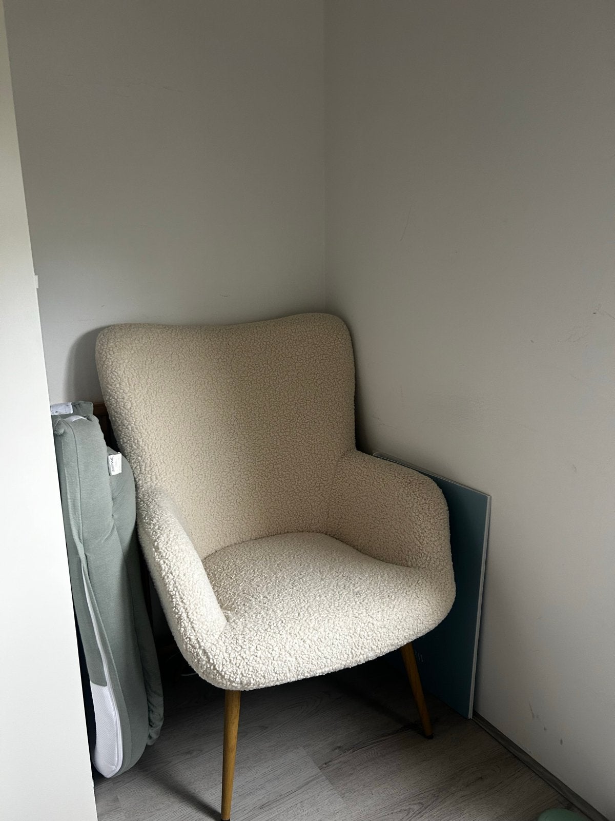 Crème Bouclé Fauteuil - Zo goed als nieuw, Huis en Inrichting, Stoelen, Ophalen, Overige kleuren, Zo goed als nieuw, Eén