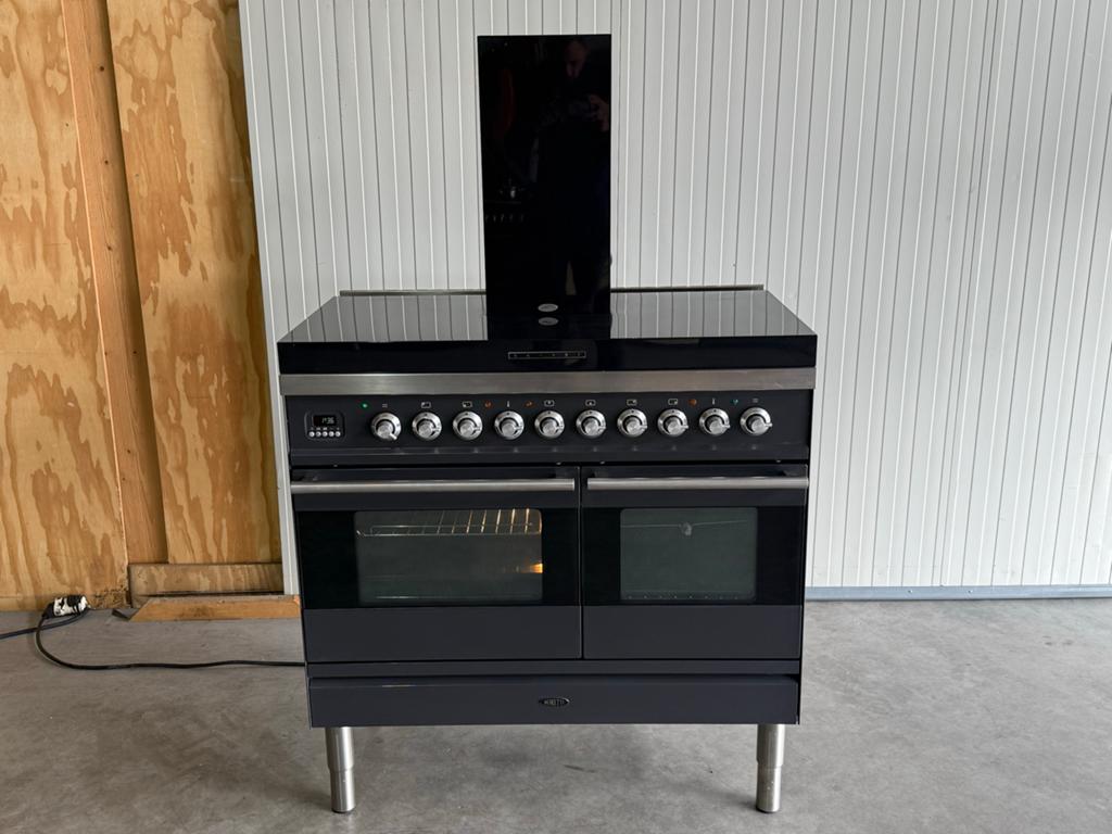 Boretti antraciet Inductie Fornuis met Dubbele Oven, Gebruikt, Bella, 60 cm of meer, Grill