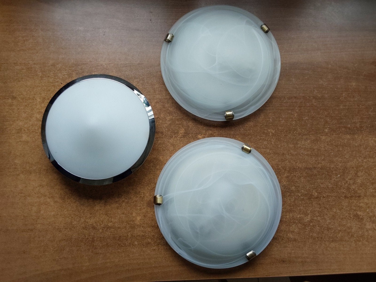 3 zo goed als nieuwe plafonieres, Ophalen, E27 (groot), Wit, Glas