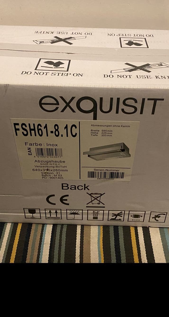 Exquisit FSH61-8.1C Telescopische Afzuigkap Inox Look, Ophalen, Minder dan 200 m³ per uur, Nieuw, Inbouw