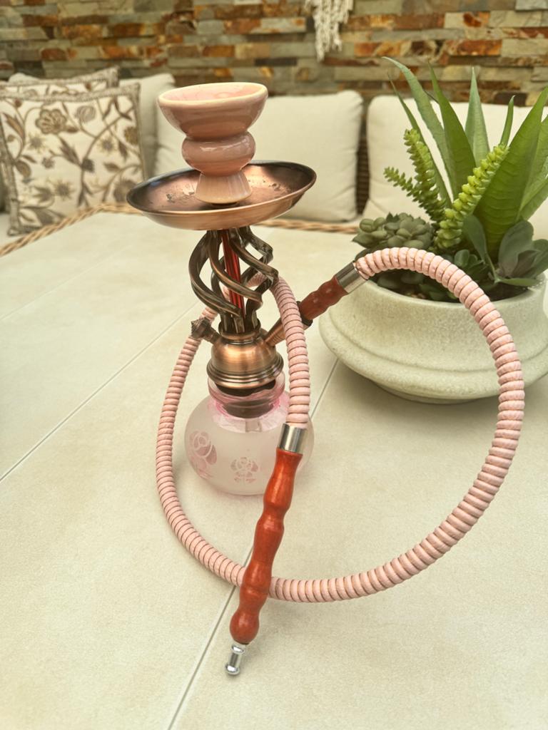 Mooie roze shisha/waterpijp met bloemenpatroon, Ophalen of Verzenden, Zo goed als nieuw