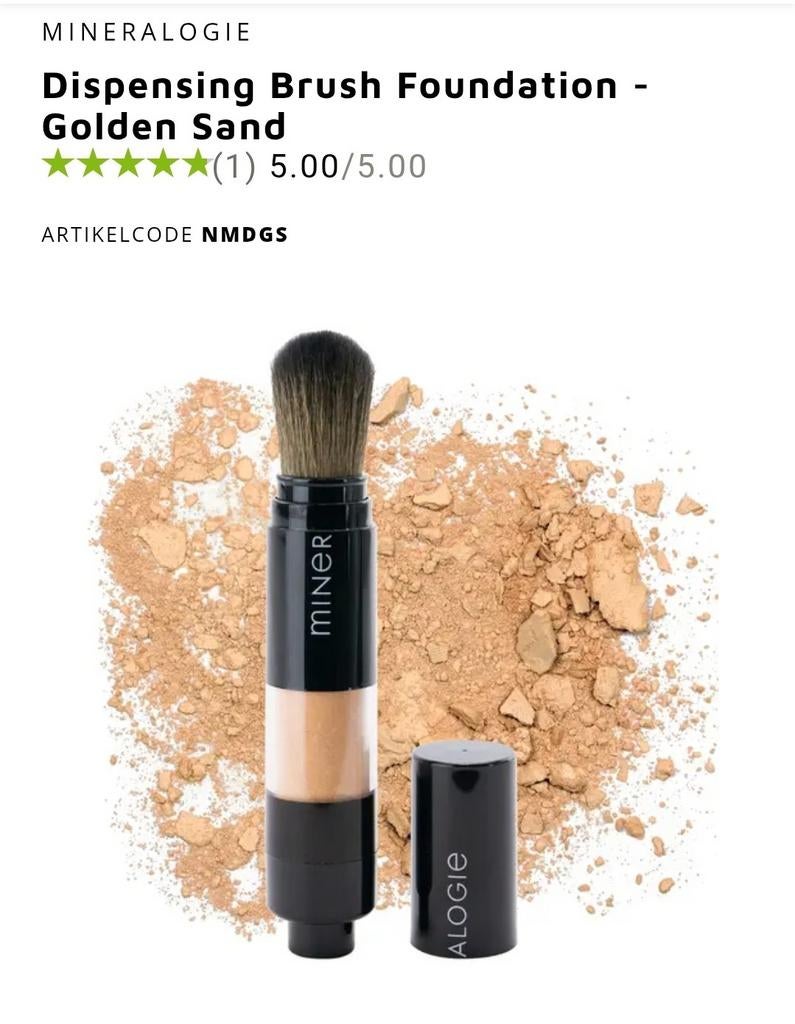 Mineralogie Dispensing Brush Foundation - Golden Sand, Ophalen of Verzenden, Nieuw, Overige kleuren, Gehele gezicht