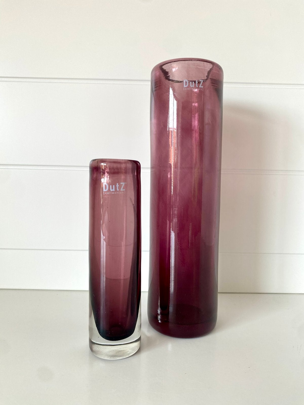 Set van 2 Dutz Collection vazen in aubergine glas, Ophalen of Verzenden