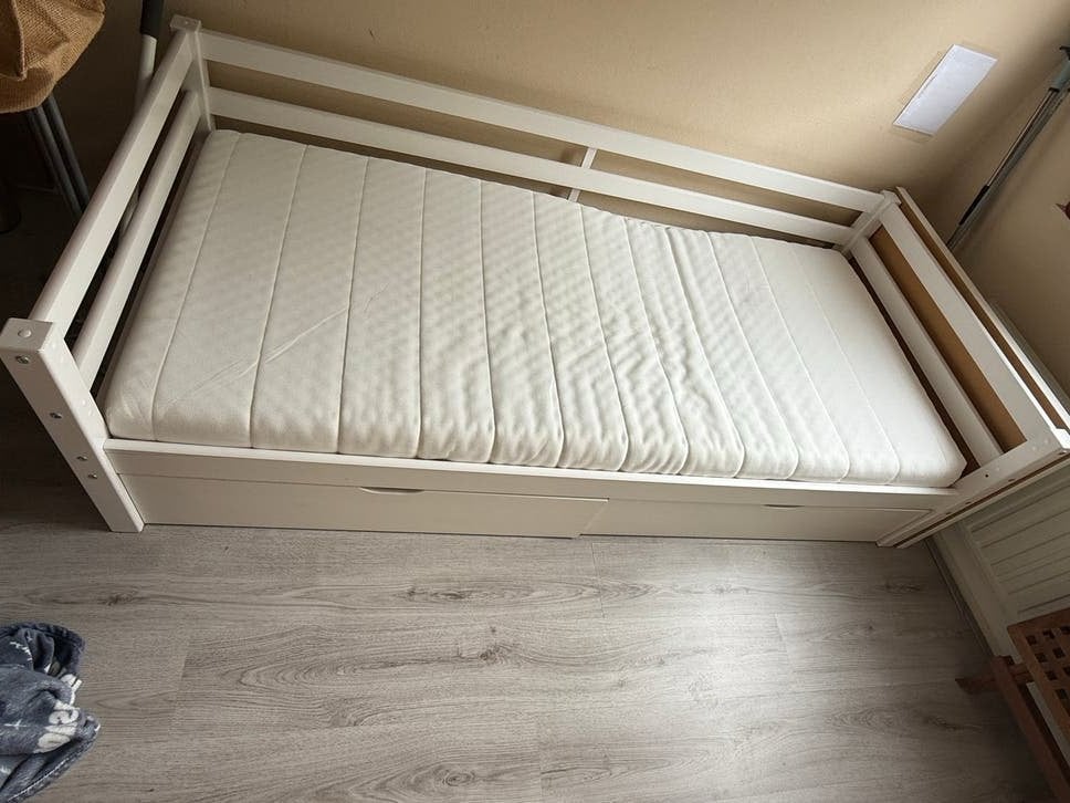 IKEA Hemnes Bedbank met 2 lades, Wit, Tweepersoons, Ophalen of Verzenden, 80 cm