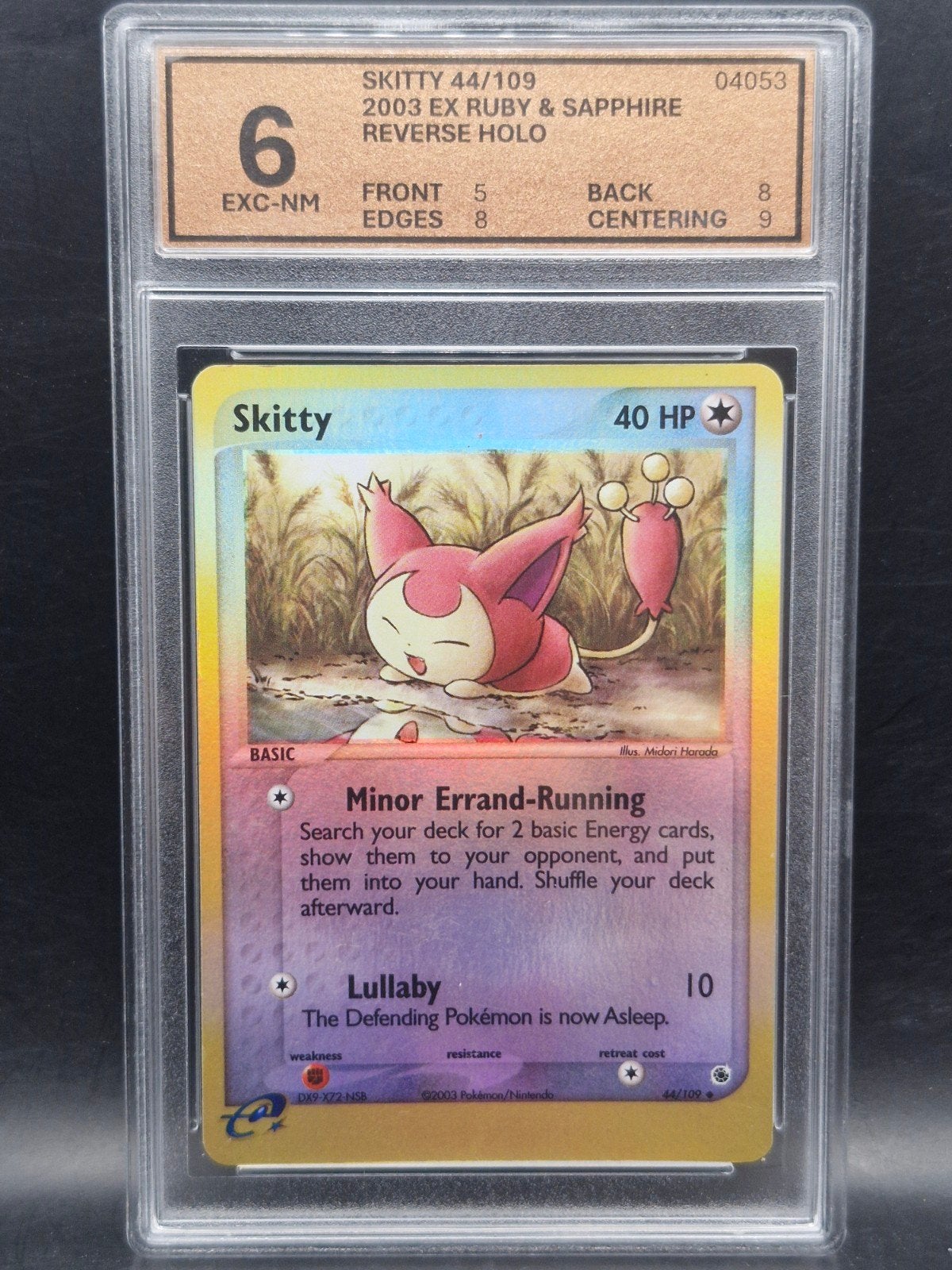Skitty 2003 ruby & sapphire reverse holo #44 woetoe grading6, Verzenden, Zo goed als nieuw, Losse kaart