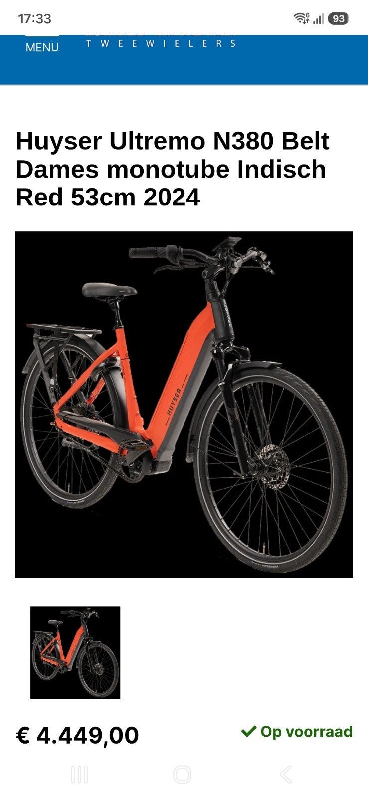 Huyser Ultremo, Fietsen en Brommers, 55 tot 59 cm, Ophalen, Nieuw, Overige merken