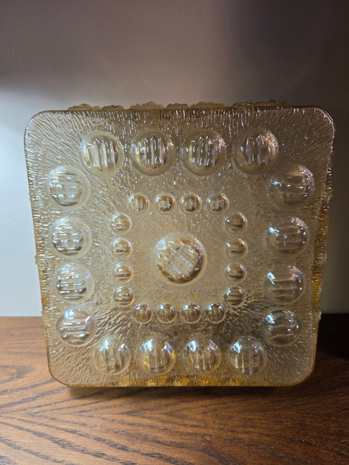 xl plafonnière vintage amber wandlamp plafondlamp 40cm, Ophalen of Verzenden, Goud, Glas, Zo goed als nieuw