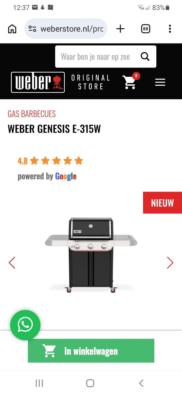 gasbarbecue weber Genesis E-315 W nieuw, Ophalen, Nieuw
