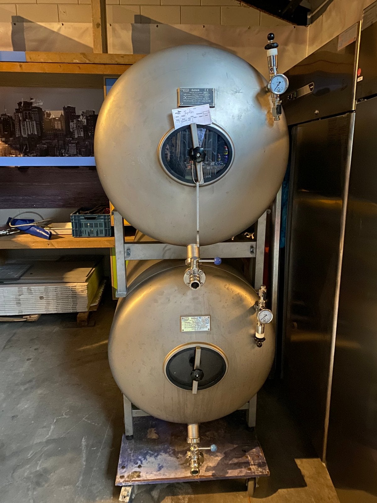 Kelderbiertank biertanks duotank 1000 ltr RVS, Ophalen, Gebruikt, Overige merken