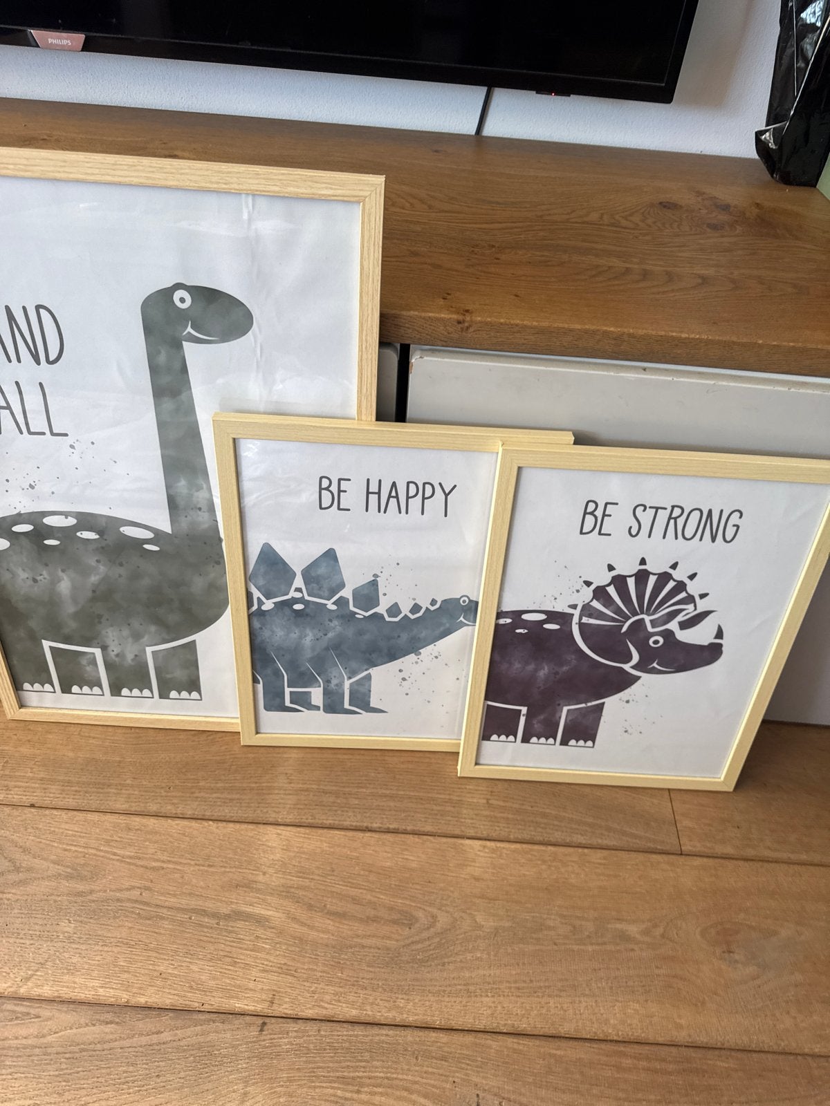 Dinosaurus posters set van 3 - Kinderkamer decoratie, Ophalen, Gebruikt, Minder dan 50 cm, Foto of Poster