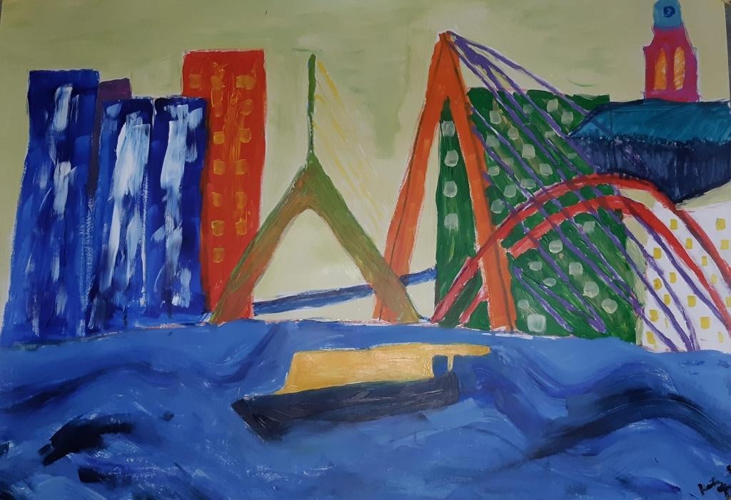 Schilderij Rotterdam, Antiek en Kunst, Ophalen of Verzenden