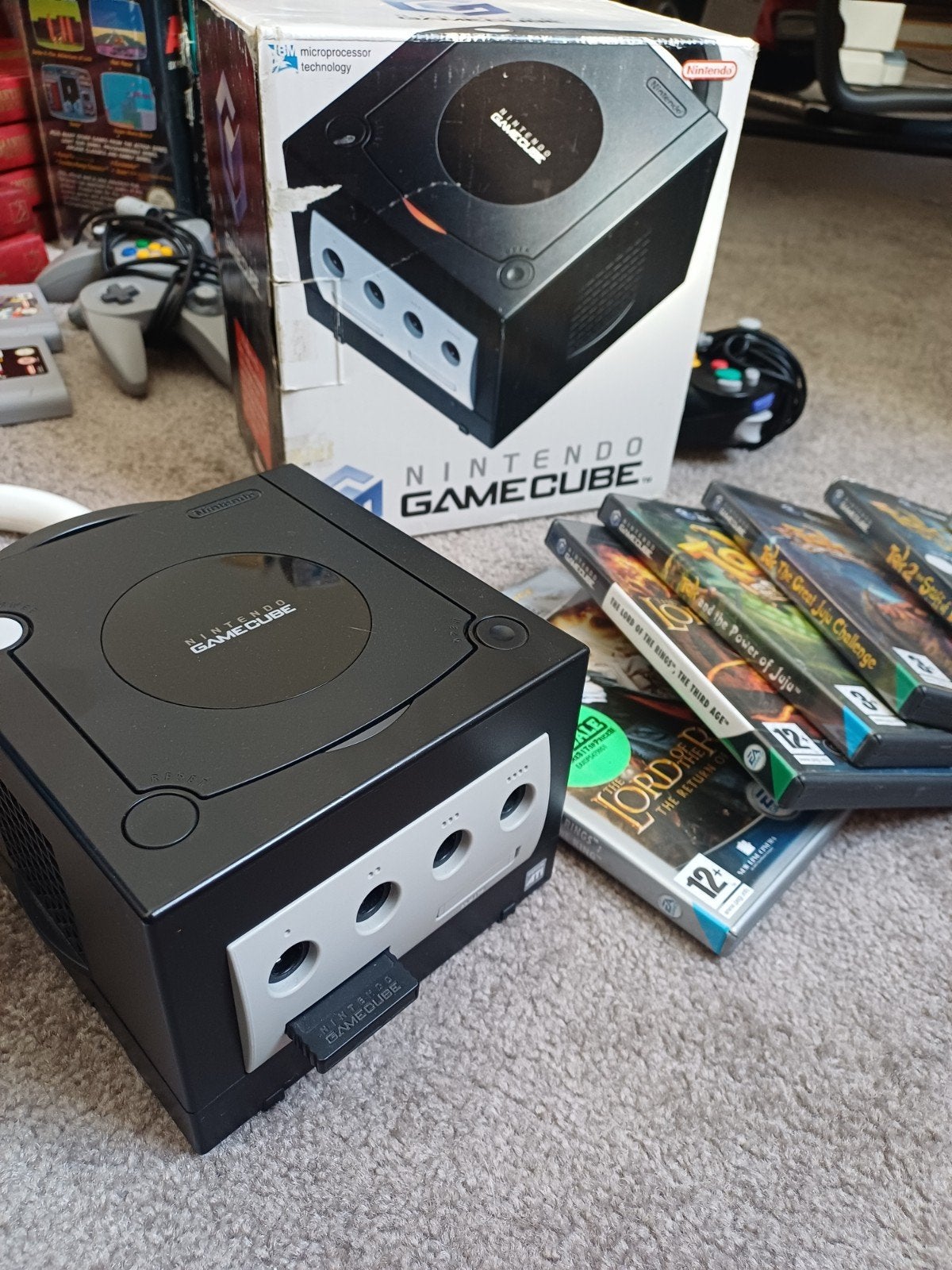 Nintendo GameCube Set (Zwart) met Originele Doos + 6 Games -, Avontuur en Actie, Gebruikt, 1 speler, Ophalen of Verzenden