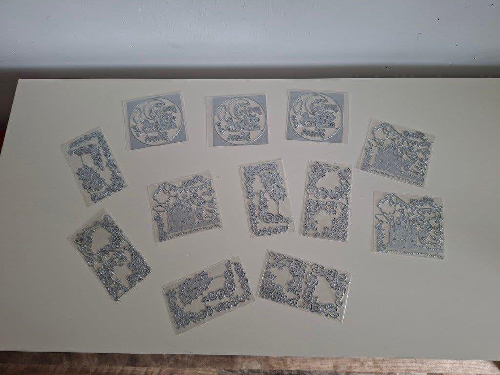 Stempels/stansmessen/snijmallen scrapbook 12 stuks NIEUW, Ophalen, Geschikt voor karton, Zilver, Nieuw
