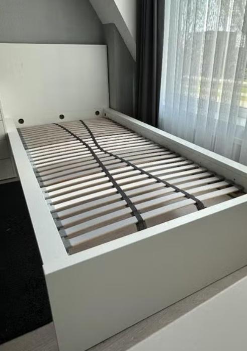 Malm bed in goede staat, 90 cm, Eenpersoons, Wit, Ophalen of Verzenden