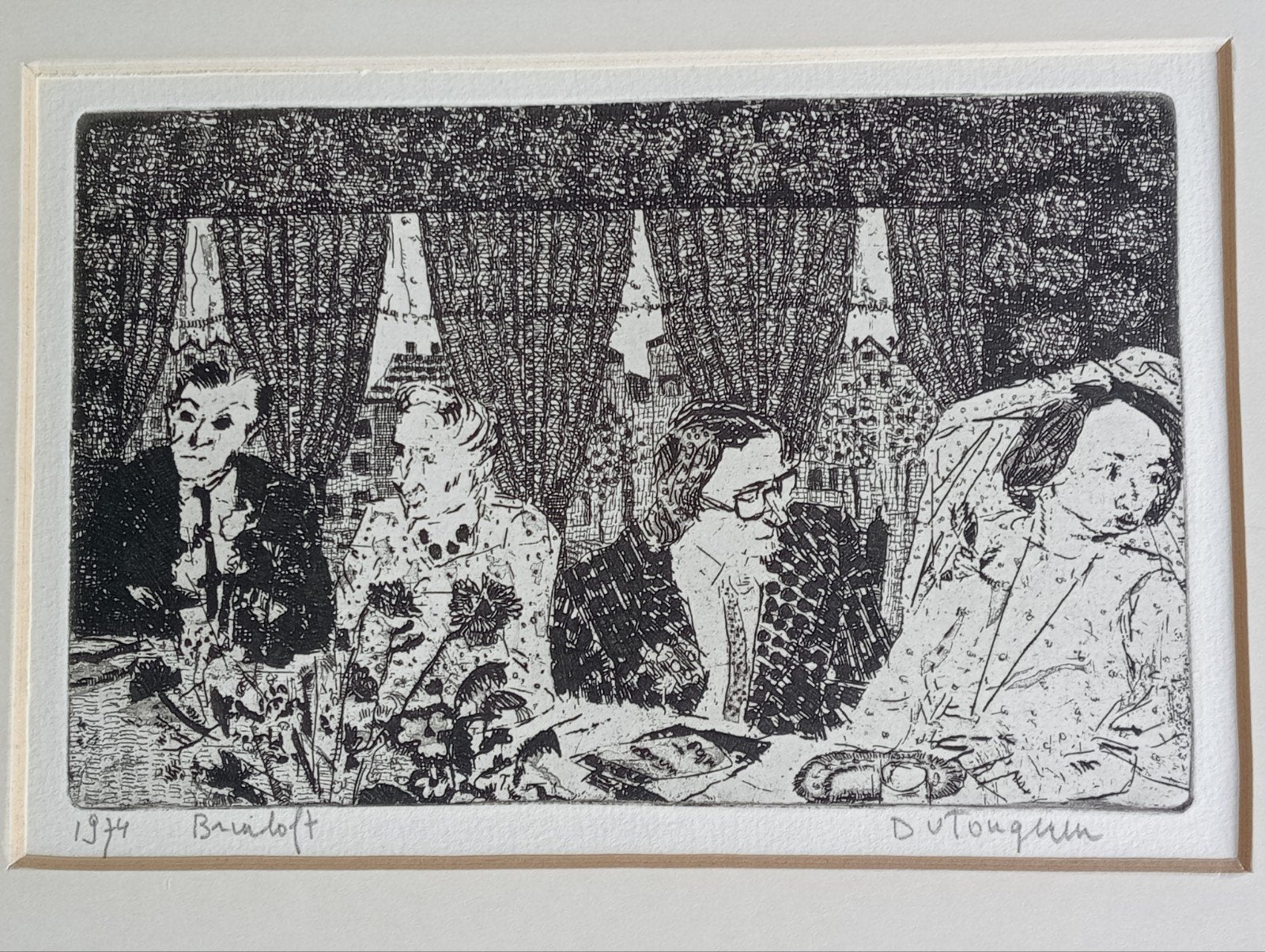 Dineke van Tongeren Ets 'Bruiloft' 1974, Antiek en Kunst, Ophalen of Verzenden