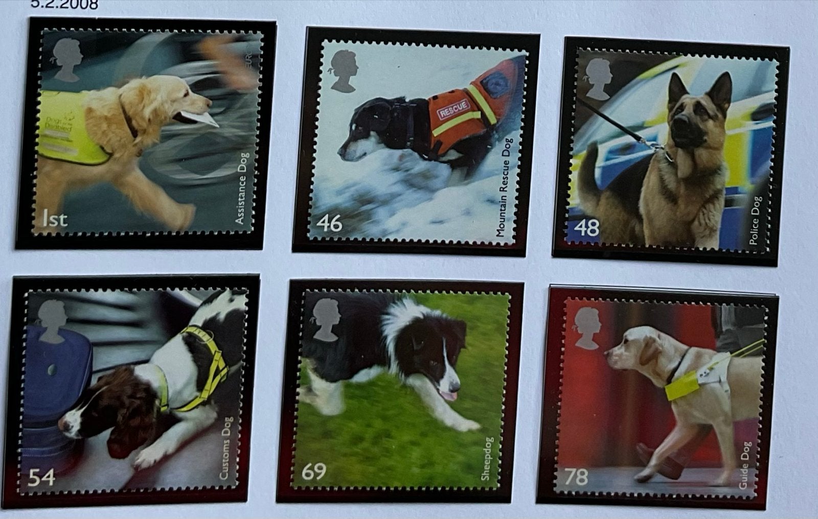 2008 England. Working Dogs Mi2606-2611 of SG 2806-2811 MNH., Ophalen of Verzenden, Postfris
