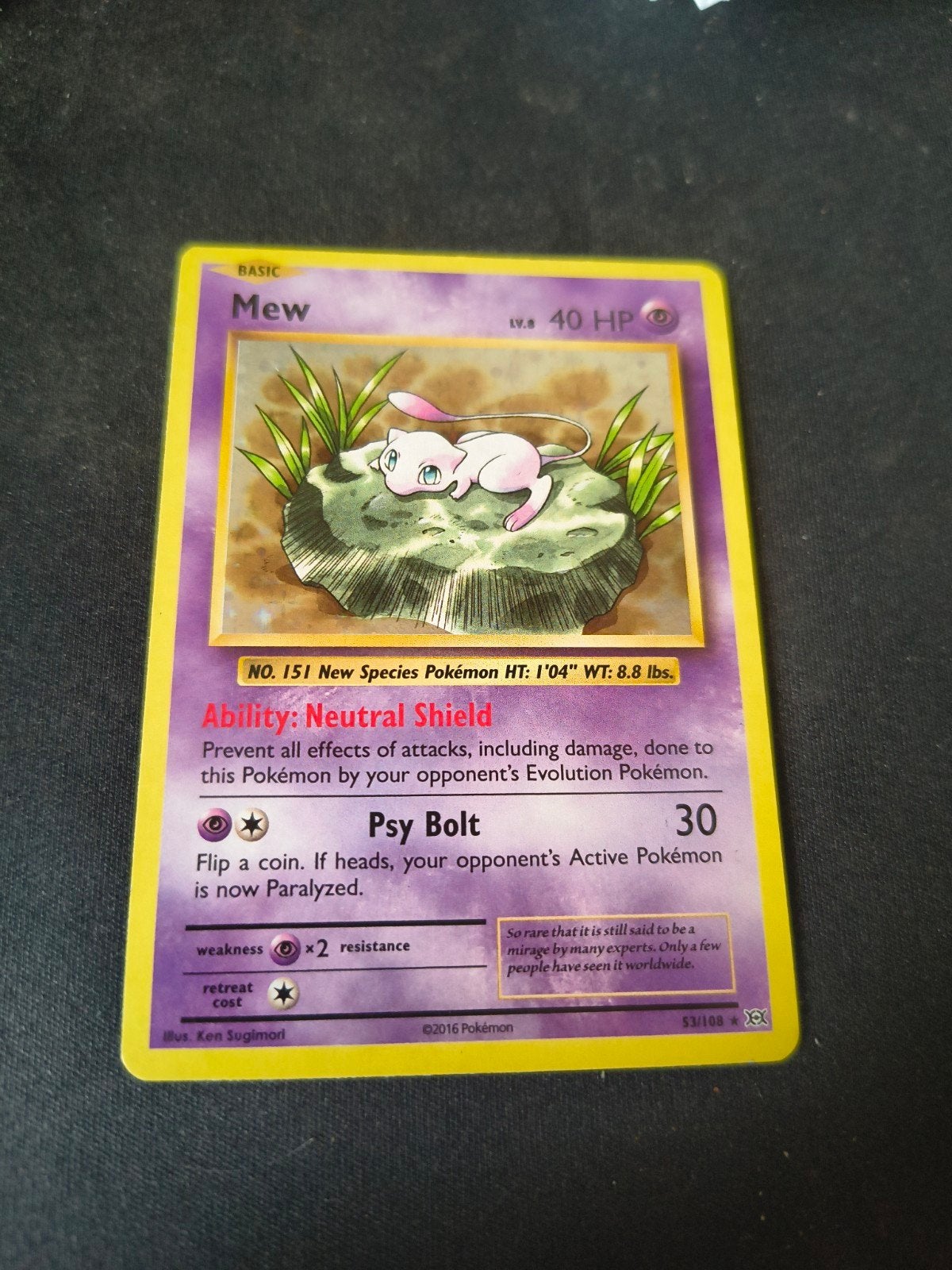 Mew (Evo 53) Pokémon kaart holo- Evolutions set, Ophalen of Verzenden, Zo goed als nieuw, Losse kaart, Foil