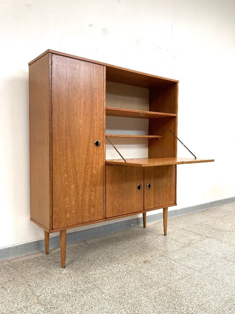 Vintage mid-century wandkastje/sideboard/secretaire 1960's, Ophalen, Gebruikt