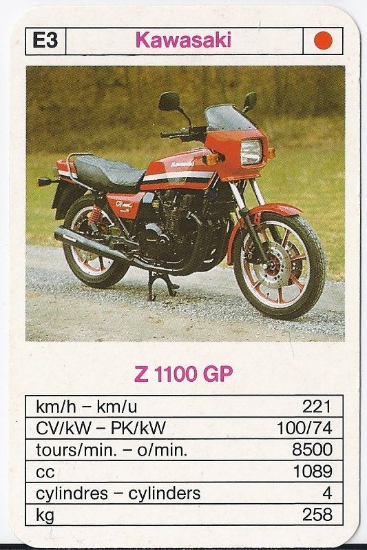 Kw4 Motorkaartje Kawasaki Z 1100 GP, Verzamelen, Ophalen of Verzenden, Zo goed als nieuw, Motoren
