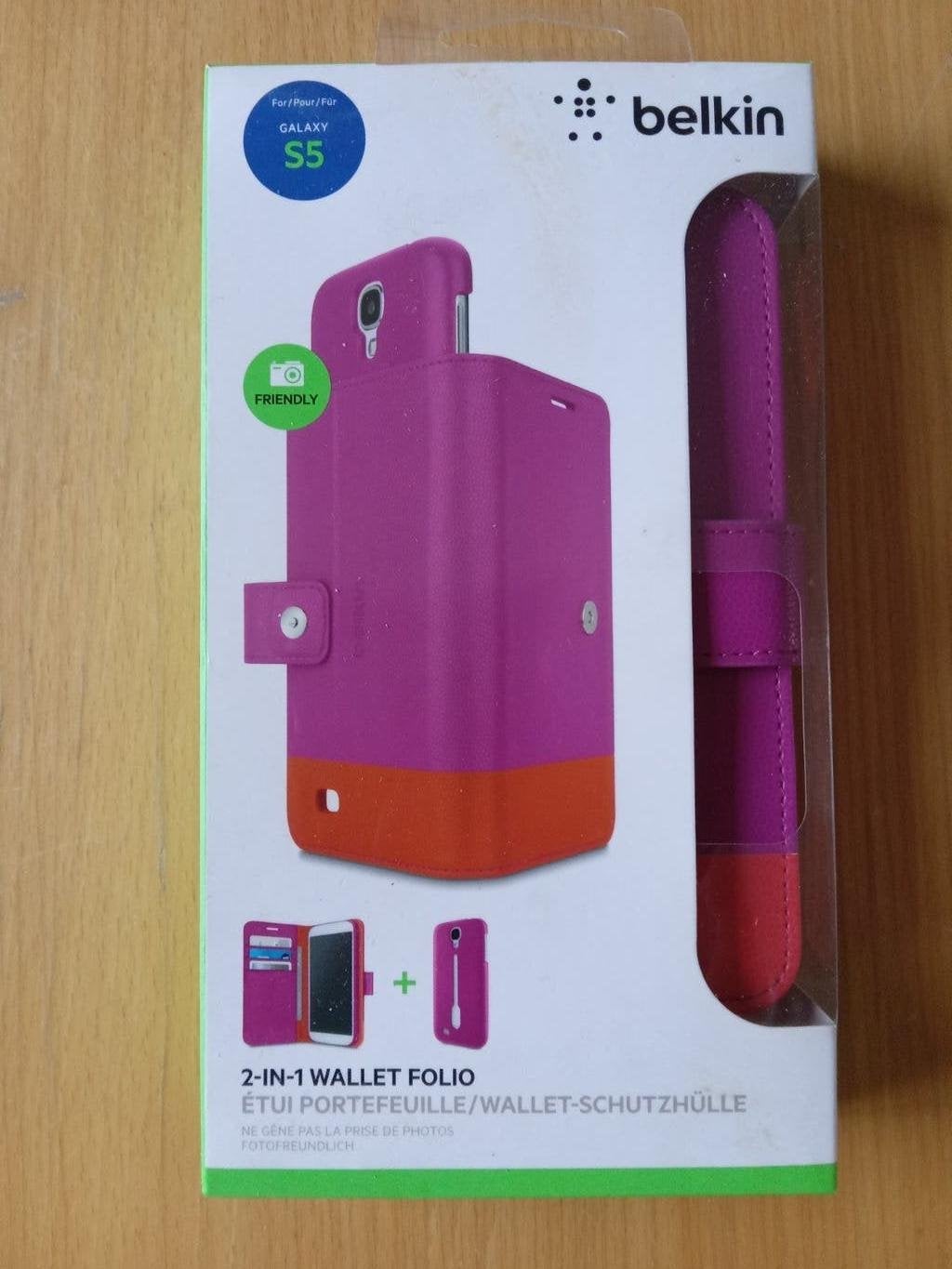 Belkin 2-in-1 wallet folio Samsung Galaxy S5 roze oranje, Ophalen of Verzenden, Nieuw, Galaxy S5, Hoesje of Tasje