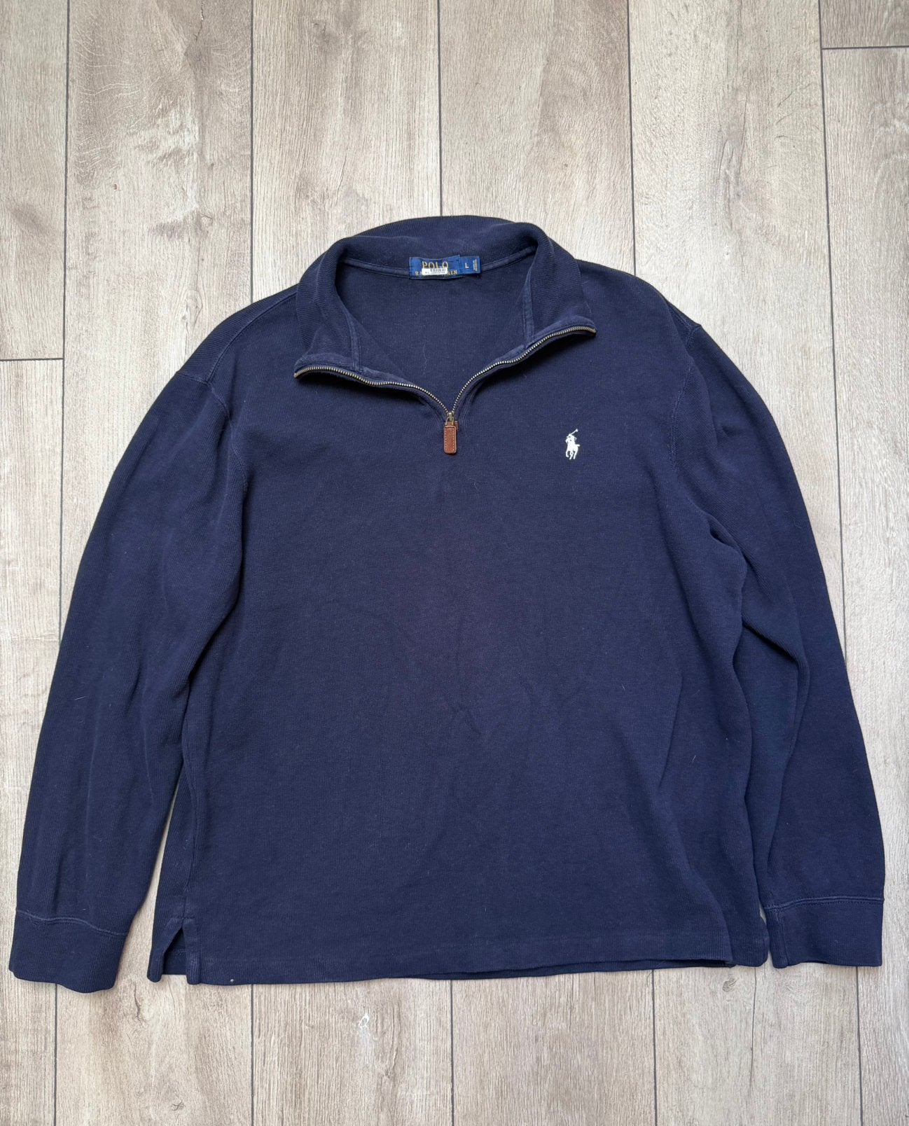 Polo Ralph Lauren Quarter Zip Navy L – Heren, Kleding | Heren, Ophalen of Verzenden, Zo goed als nieuw, Maat 52/54 (L), Blauw