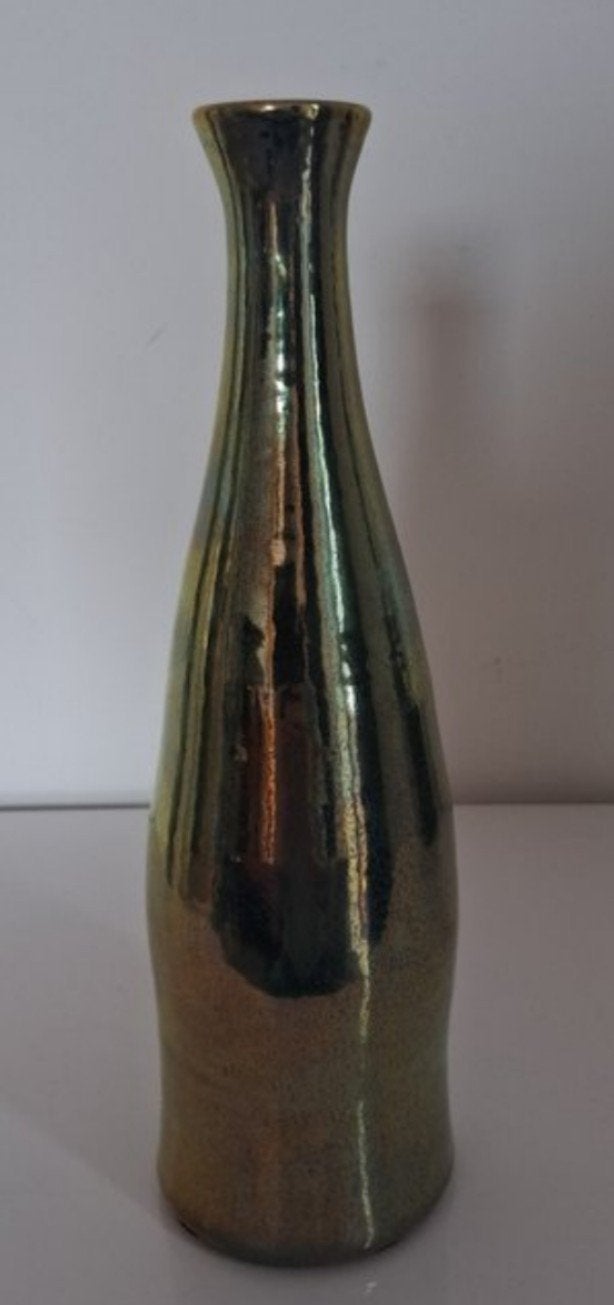 Prachtige Kasper Mobach gouden vintage vaas 1970-1980, 28 cm, Handgemaakt, Verzenden, Nieuw