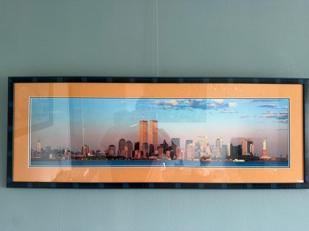 Schilderij Manhattan skyline met Twin Towers (115x43cm), Antiek en Kunst, Ophalen of Verzenden