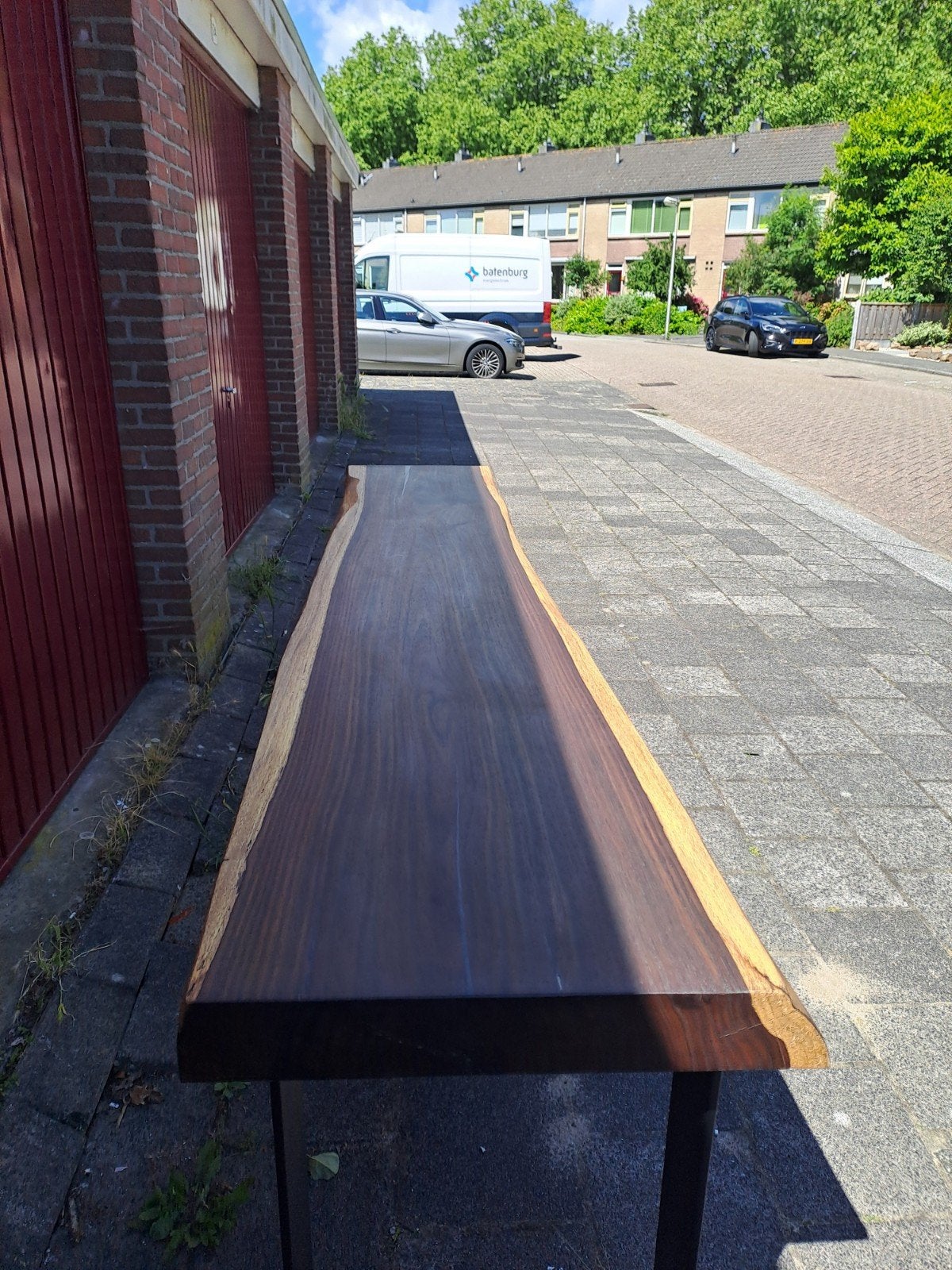 Palissander/Rosewood site table op zwart gecoat U-onderstel, Minder dan 50 cm, 75 cm of meer, Rechthoekig, Ophalen