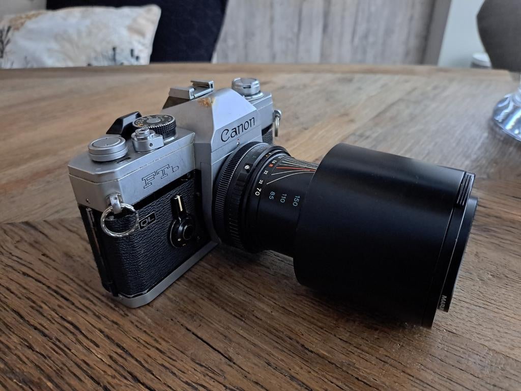 Canon FTb spiegelreflex camera met grote 70-210 mm Tokina le, Ophalen of Verzenden, Gebruikt, Spiegelreflex, Canon