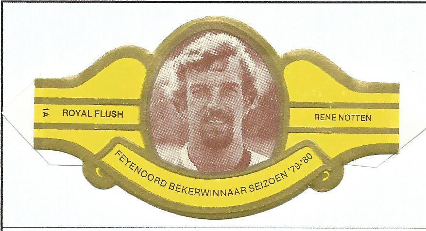1979-1980 sigarenbandje Royal Flush geel Feyenoord 13x, Verzamelen, Verzenden, Zo goed als nieuw, Feyenoord, Overige typen
